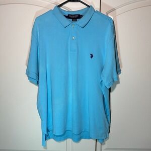 U.S. Polo Assn. Mens XL‎ Blue Polo Shirt Short Sleeve Classic Fit Casual Cotton